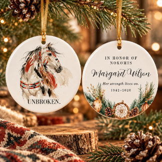 Unzerbrochenes Personalisiertes Gedenkpferd Keramik Ornament
