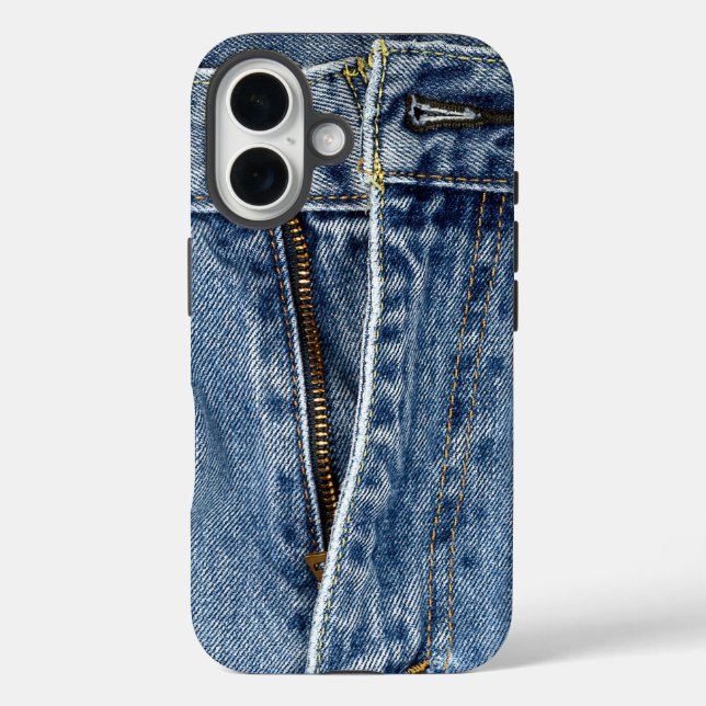Unzipped Blue Jeans iPhone 16 Hülle (Rückseite)