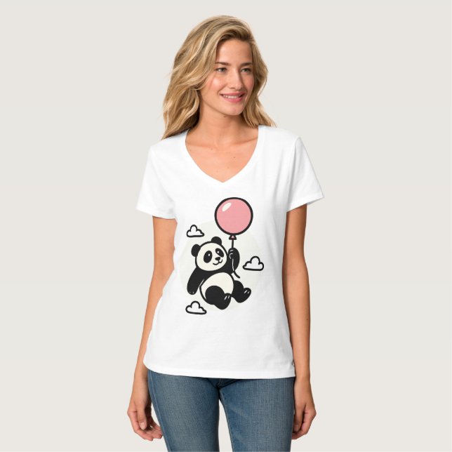 Up & Away Panda – Vin Zzep Art - T-Shirt (Devant entier)