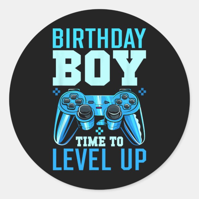 Up Birthday Boy Matching Gamer Party - Clic Fit1 Runder Aufkleber (Vorderseite)
