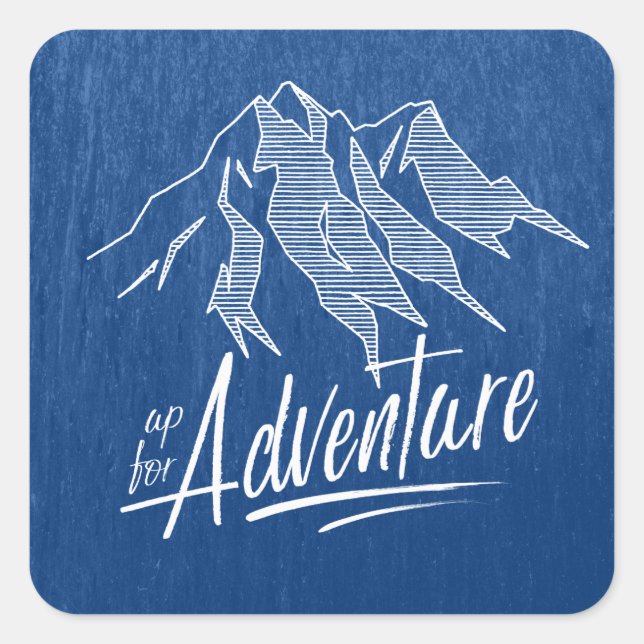 Up for Adventure Mountains White ID358 Quadratischer Aufkleber (Vorderseite)