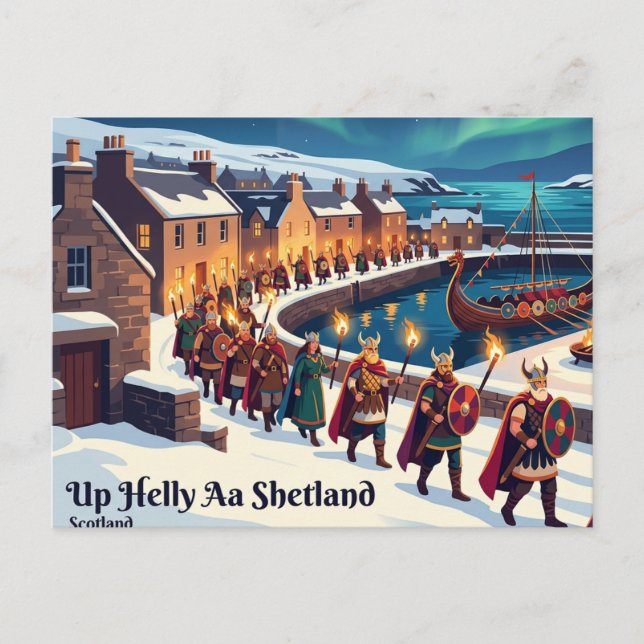 Up Helly Aa Shetland Schottland Postkarte (Vorderseite)