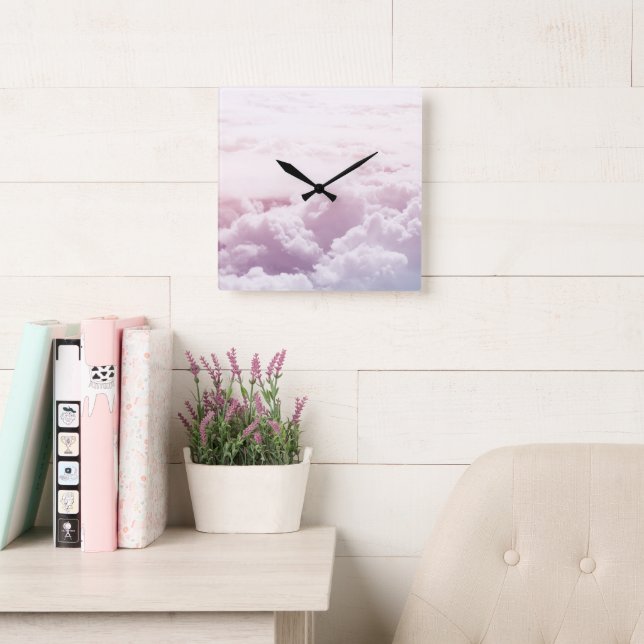 Up in the Pastel Clouds 1 Quadratische Wanduhr (Lesesaal)