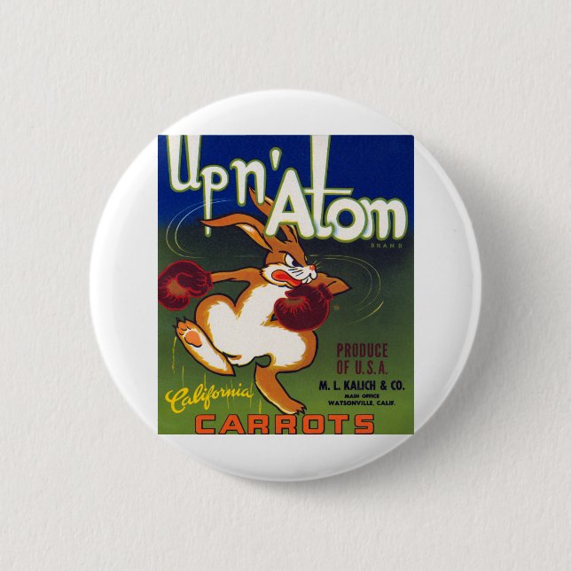 Up n' Atom California Carrots Button (Vorderseite)