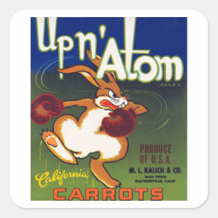 Up n' Atom Kalifornische Karotten Quadratischer Aufkleber