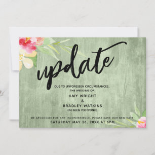 "Update" Blume Grünes Holz verschoben Hochzeit Einladung
