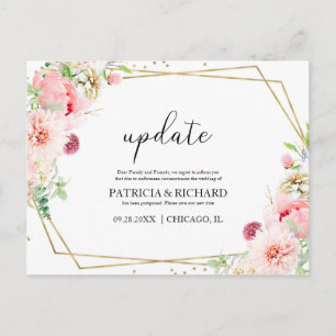 Update Blush Bloral Hochzeit ändern das Datum Postkarte