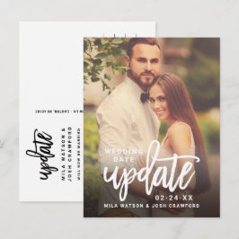 Update Brushed Script Wedding Foto Save the Date Ankündigungspostkarte