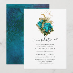 Update für die Hochzeit von Midnight Forest Turquo Einladung