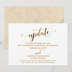 Update storniert Wedding Gold Hearts Script Card Einladung