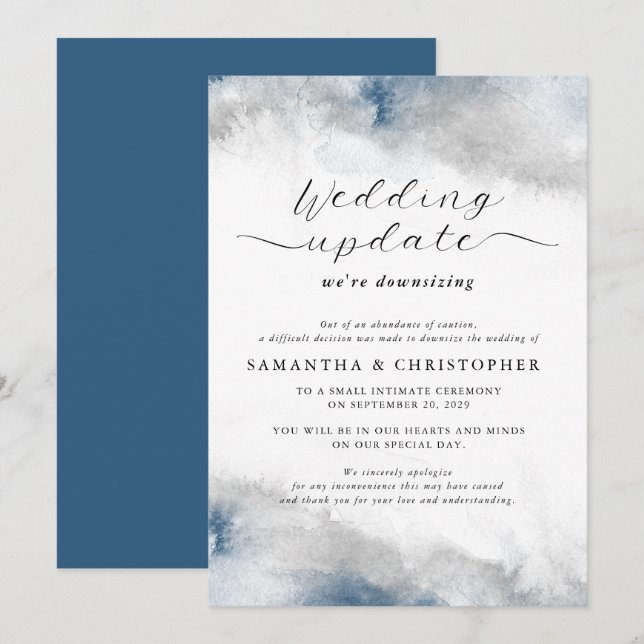 Update zum Hochzeitsszenieren von Blue und Gray Wa Ankündigung (Vorne/Hinten)
