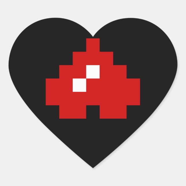 Updown 8 Bit Pixel Herz Herz-Aufkleber (Vorderseite)