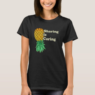 Updown Pineaple Sharing Kümmern Funny Swinger T-Shirt