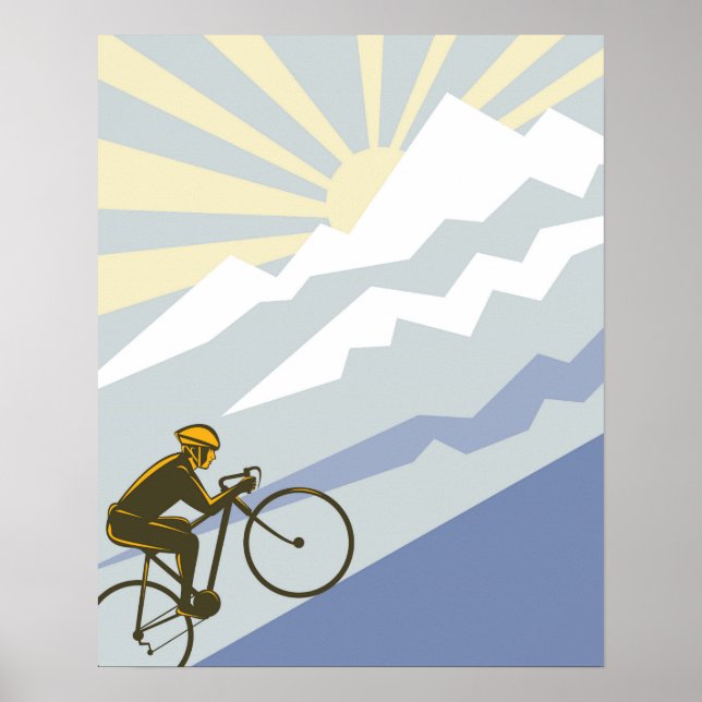 Uphill Cyclist Illustration Poster (Vorne)