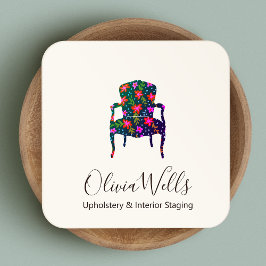 Upholsterer Floral Interieur Design Französischer  Quadratische Visitenkarte