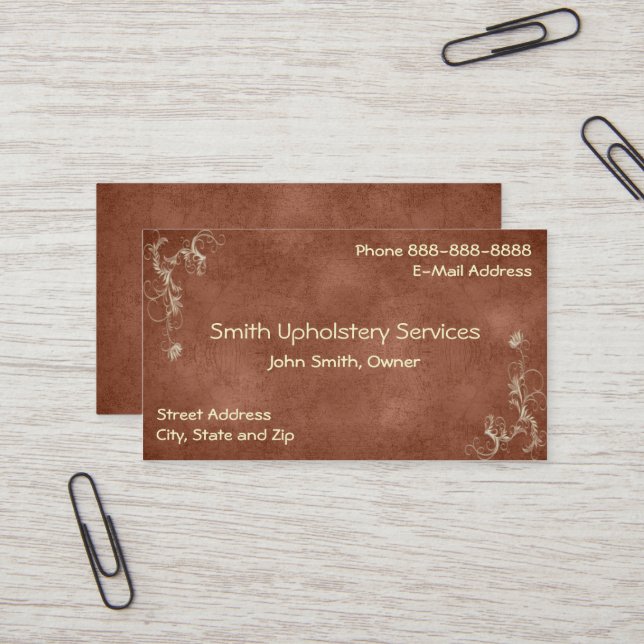 Upholsterie-Upholsterer-Leather-Visitenkarte Visitenkarte (Vorderseite/Rückseite Beispiel)