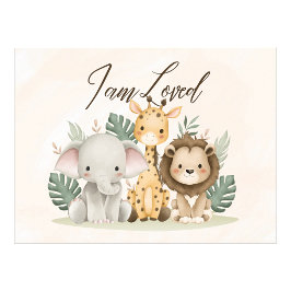 Uplifting Safari nursery wall poster I am Loved