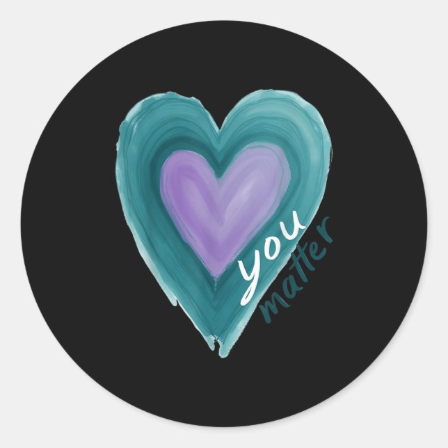 Uplifting you  Suicide Prevention Heart Design  Runder Aufkleber (Vorderseite)