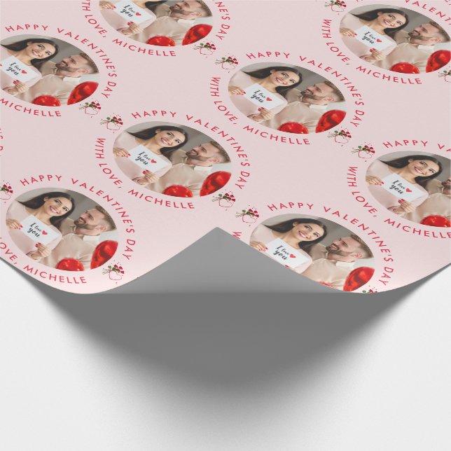 Upload Bild Custom Foto Happy Valentine Day Geschenkpapier (Ecke)