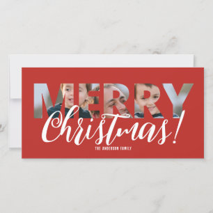 Upload Foto in Text Frohe Weihnachten Rot