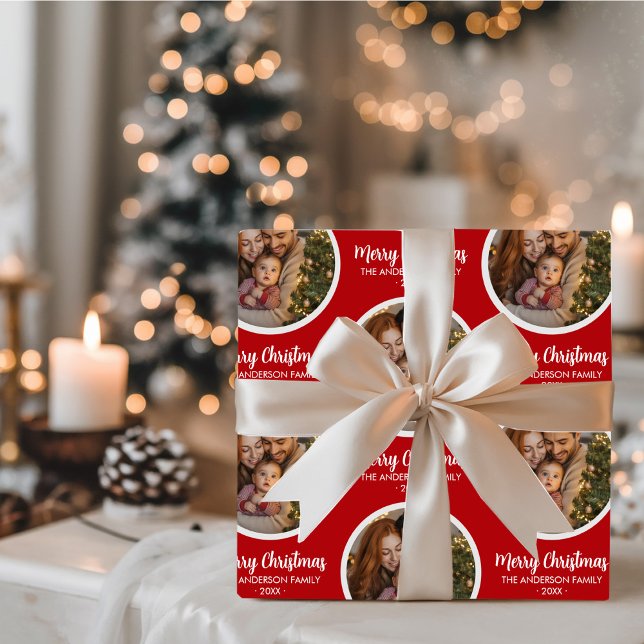 Upload Picture Personalized Photo & text Christmas Geschenkpapier (Von Creator hochgeladen)
