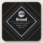 Upload Your Logo & Customizable Text Design Getränkeuntersetzer<br><div class="desc">Customizable modern design with your own logo.</div>