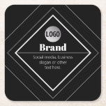 Upload Your Logo & Customizable Text Design Rechteckiger Pappuntersetzer<br><div class="desc">Customizable modern design with your own logo.</div>