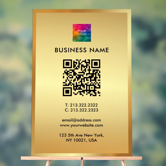 Upload Your Logo Gold Template Promotional QR Code Acrylschild (Neutral)
