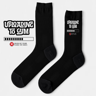 Uploading to Gym Failed Funny Fitness Humor Socken