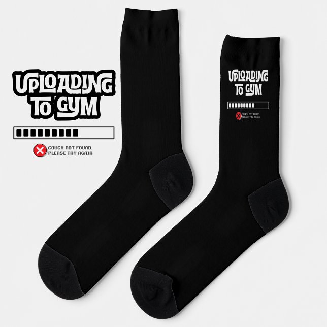 Uploading to Gym Failed Funny Fitness Humor Socken (Von Creator hochgeladen)
