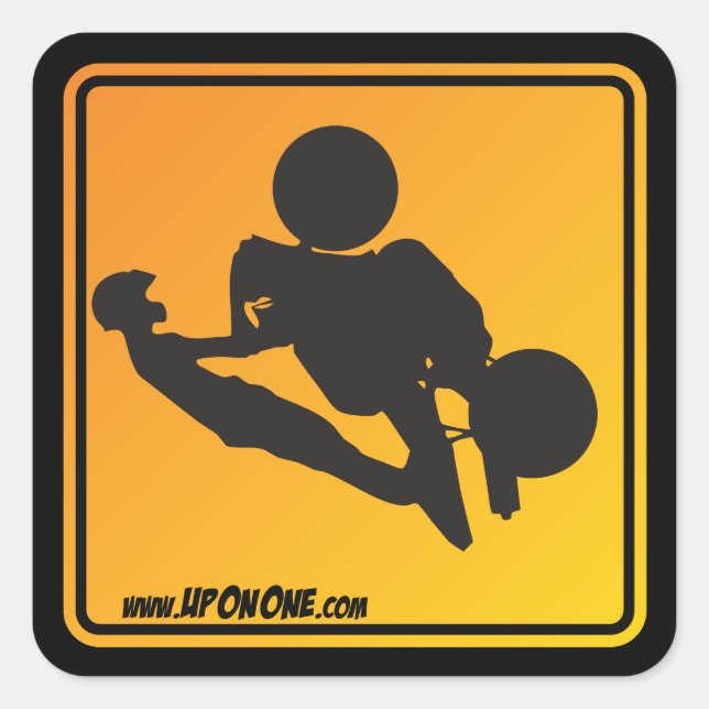 UpOnOne.com Vorsichtslogo Quadratischer Aufkleber (Vorderseite)