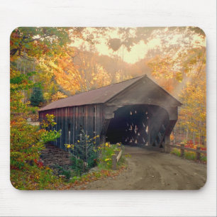 Upper Falls Covered Bridge Vermont Mousepad