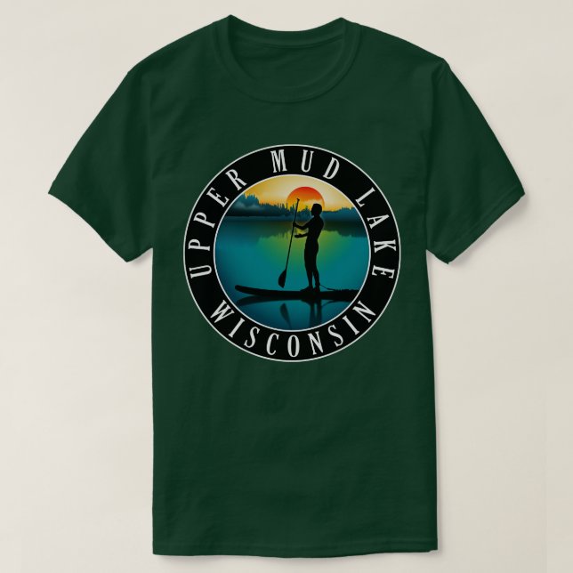 Upper Mud Lake Wisconsin Paddleboarding T-Shirt (Design vorne)