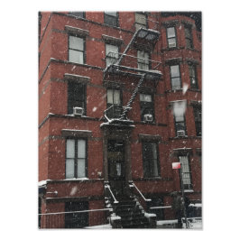 Upper West Side Brownstone Fire Escape NYC Schnee Fotodruck