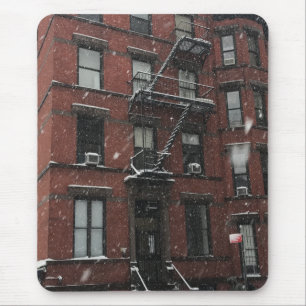 Upper West Side Brownstone Fire Escape NYC Schnee Mousepad