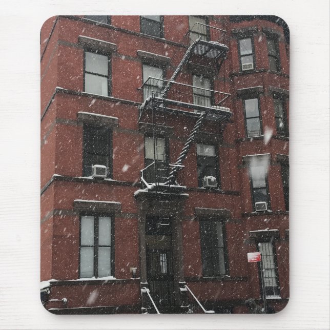 Upper West Side Brownstone Fire Escape NYC Schnee Mousepad (Vorne)