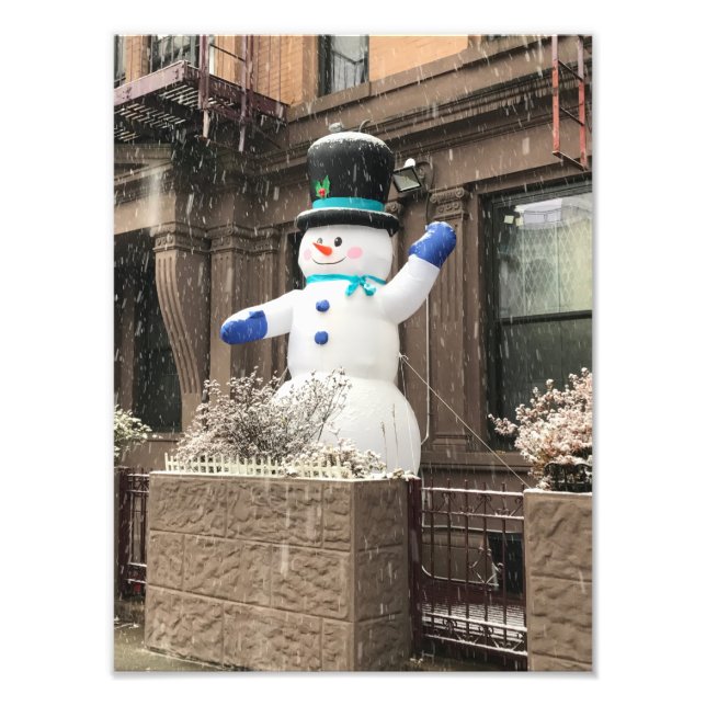 Upper West Side Snowman New York City NYC Snow Fotodruck (Vorne)
