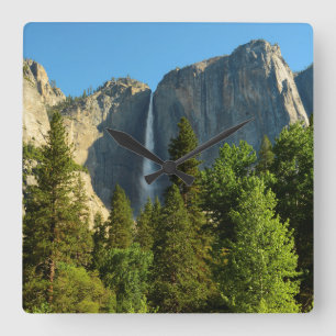 Upper Yosemite Falls, Merced River, Yosemite Quadratische Wanduhr