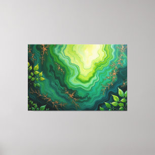 Üppige Adern – 150cm x 100cm Dschungel-Fluss Abstr Leinwanddruck