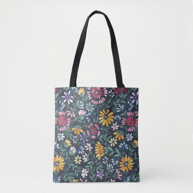 üppige Blume und Weinberge - Waldboden Tasche (Vorderseite)