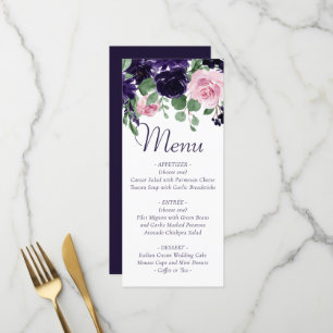 üppige Blüten   Garland für Lila und rosa Rosen Menükarte