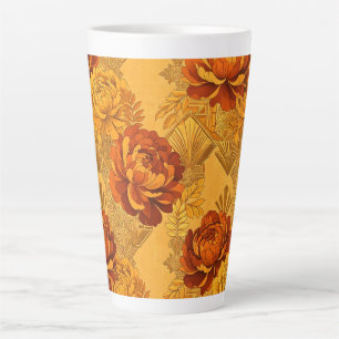 Üppige Blüten Golden Orange Art Deco Milchtasse
