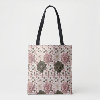 Üppige Blüten in gedämpftem Rosa, Creme & Oliv Tasche