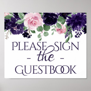üppige Blüten Lila und PInk Guestbook-Zeichen Poster