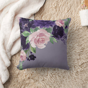 üppige Blüten   Lila und rosa Blumenstrauß Kissen