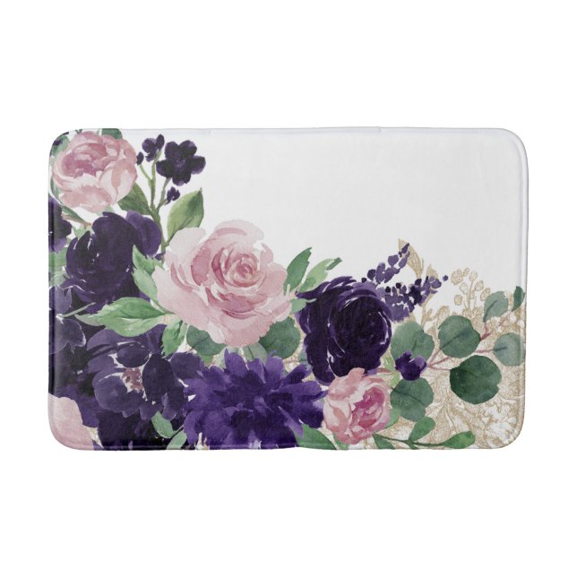üppige Blüten | Lila und rosa Blütenschimmer Badematte (Vorderseite)