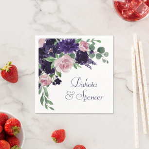 üppige Blüten   Lila und rosa Rose Bouquet Serviette