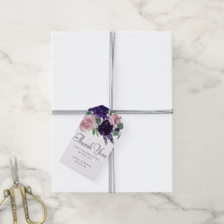 üppige Blüten | Lila und rosa Rosen Danke Geschenkanhänger