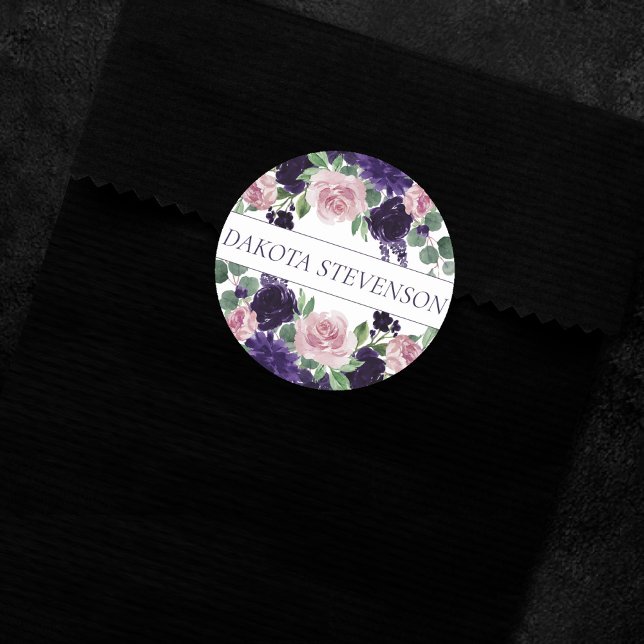 üppige Blüten | Lila und rosa Rosen nach Kundenwun Runder Aufkleber (Von Creator hochgeladen)