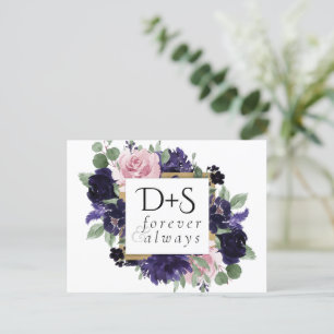 üppige Blüten   Lila und Rosa Save the Date Ankündigungspostkarte